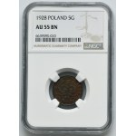 5 pennies 1928 - NGC AU55 BN