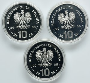 Zestaw, 10 złotych 2003-2005 (3 szt.)