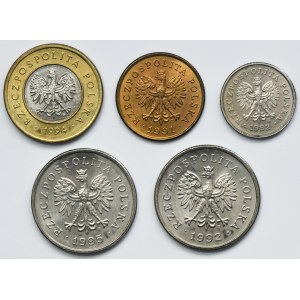 Sada, 10 grošů-2 zloté 1991-1995 (5 ks)