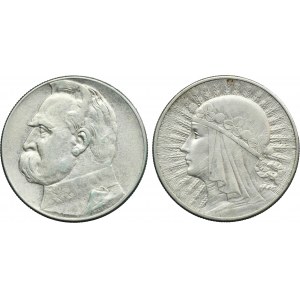 Sada, II RP, 10 zlatých 1932-1936 (2 kusy).