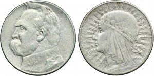 Sada, II RP, 10 zlatých 1932-1936 (2 kusy).