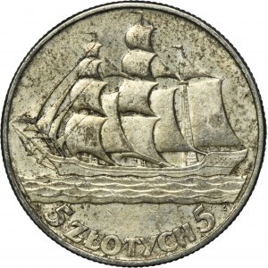 Żaglowiec, 5 złotych 1936