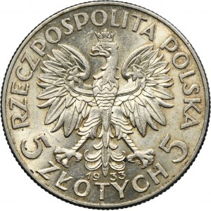 Głowa Kobiety, 5 złotych Warszawa 1933