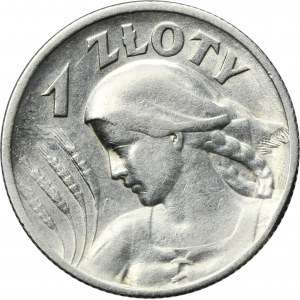 Kobieta i kłosy, 1 złoty Londyn 1925 - kropka po dacie