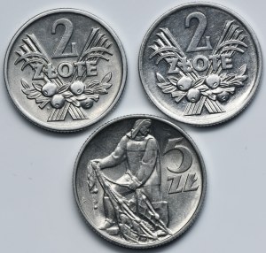 Set, PRL, 2 zloty et 5 zloty (3 pcs.)