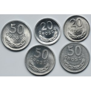 Set, People's Republic of Poland, 20-50 pennies 1957-1970 (5 pieces).