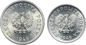 Set, People's Republic of Poland, 20-50 pennies 1949 (2 pieces).