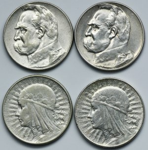 Sada, II RP, 5 zlatých 1933-1936 (4 kusy).