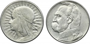 Súprava, II RP, 10 zlatých 1932-1936 (2 kusy).