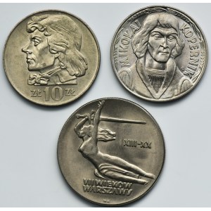 Zestaw, PRL, 10 złotych 1965-1970 (3 szt.)