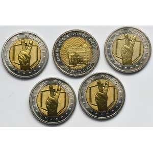 Zestaw, 5 złotych 2014-1016 (5 szt.)