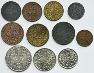 Set, Seconda Repubblica e Governo Generale, 1-50 centesimi 1923-1939 (11 pezzi).