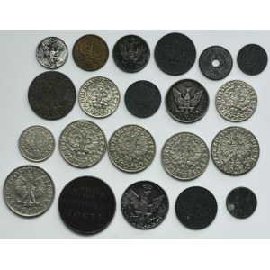 Set, Second Republic, Kingdom of Poland, Ost and General Gubernia, Mix of coins (21 pieces).