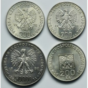 Set, Repubblica Popolare di Polonia, 200-50.000 oro 1974-1988 (4 pz.)