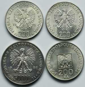 Set, People's Republic of Poland, 200-50,000 zloty 1974-1988 (4 pieces).