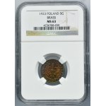 5 penny 1923 in ottone - NGC MS63