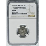 PRÓBA MIEDZIONIKIEL, 2 grosze 2005 - NGC MS63 - BARDZO RZADKIE