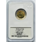 PRÓBA TŁOCZENIA, 5 złotych 1994 B - GCN MS65