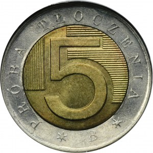 PRÓBA TŁOCZENIA, 5 złotych 1994 B - GCN MS65