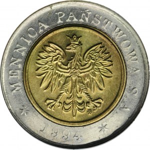 ZKOUŠKA ZPĚT, 5 zlatých 1994 B - GCN MS65