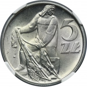 5 złotych 1974 Rybak - NGC MS65