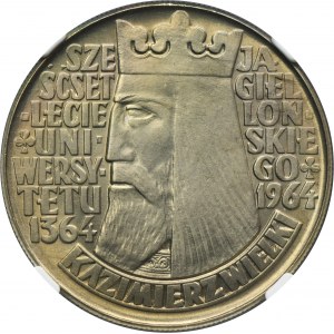 10 or 1964 Casimir le Grand - NGC MS66 - inscription en relief sur l'avers