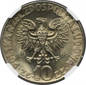 10 złotych 1968 Kopernik - NGC MS66