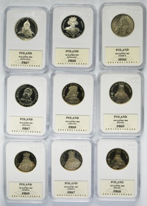 Set, 50-100 gold 1981-1988 (9 pieces).