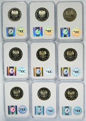 Set, 50-100 gold 1981-1988 (9 pieces).