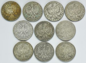 Zestaw, Głowa Kobiety, 10 złotych 1932-1933 (10 szt.)