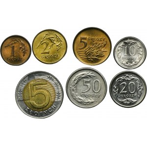 Satz, Dritte Republik, Gemischte Münzen 1990-1994 (7 Stk.)