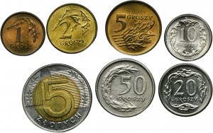 Set, Third Republic, Mix of coins 1990-1994 (7 pieces).