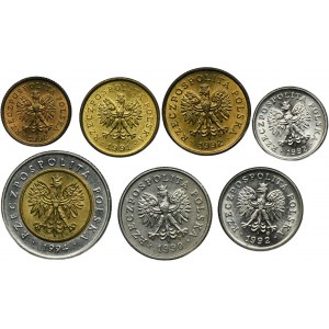 Satz, Dritte Republik, Gemischte Münzen 1990-1994 (7 Stk.)