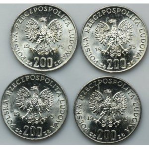 Set, PRL, 200 zloty 1975 XXX Anniversaire de la victoire sur le fascisme (4 pièces)