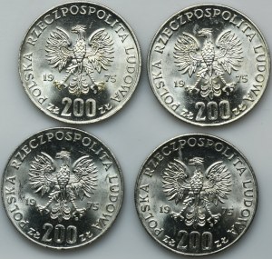 Set, PRL, 200 zloty 1975 XXX Anniversaire de la victoire sur le fascisme (4 pièces)