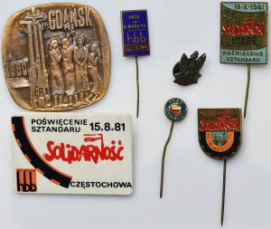 Zestaw, Solidarność, Medal i przypinki (7 szt.)