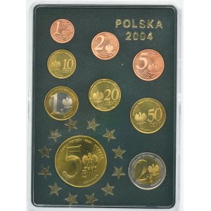 Set of Polish Euro 2004 coins