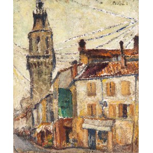 Maria Melania Mutermilch Mela Muter (1876 Varšava - 1967 Paríž), Pohľad na ulicu Carreterie a zvonicu kostola svätého Augustína v Avignone, 40. roky 20. storočia.