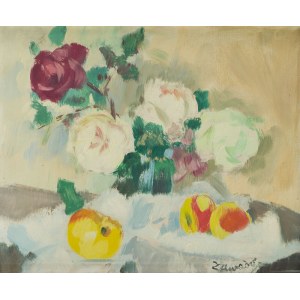 Jan Wacław Zawadowski (1891 Skobełka in Volhynia - 1982 Aix en Provence), Still life with flowers and fruit