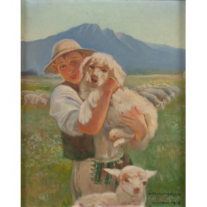 Wawrzyniec Chorembalski (1888 Zawichost - 1965 Warschau), Schäfer mit Schafhund, 1948