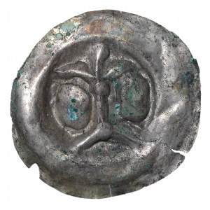 Brakteat II połowa XII wieku - dwie głowy 