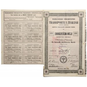 II RP, Warszawskie Towarzystwo Transportu i Żeglugi, 6 Emisja 20 akcji na 5000 marek 1922