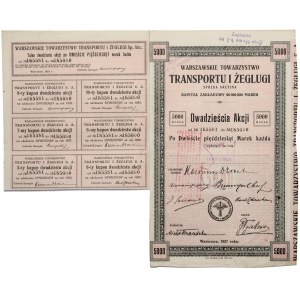 II RP, Warszawskie Towarzystwo Transportu i Żeglugi, 1 Emisja 20 akcji na 5000 marek 1921