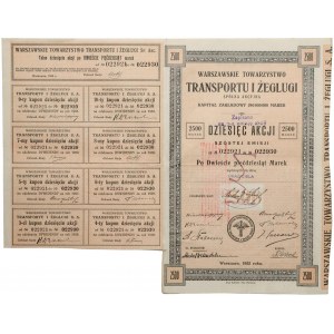 II RP, Warszawskie Towarzystwo Transportu i Żeglugi, 6 Emisja 10 akcji na 2500 marek 1922