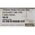 III RP, Próba nikiel 10 000 złotych 1990 Solidarność - NGC MS68