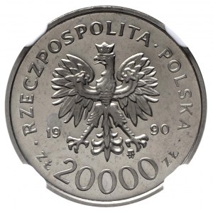 III RP, Próba nikiel 20 000 złotych 1990 Solidarność - NGC PF68 Ultra Caemo