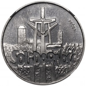 III RP, Próba nikiel 100 000 złotych 1990 Solidarność - NGC PF67 Cameo