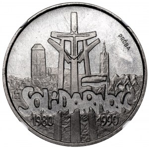 III RP, Próba nikiel 200 000 złotych 1990 Solidarność - NGC PF67 Cameo