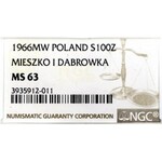 PRL, 100 złotych 1966 Mieszko i Dąbrówka - NGC MS63
