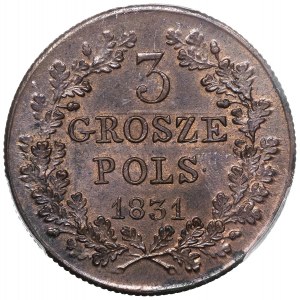 Powstanie Listopadowe, 3 grosze 1831 - PCGS MS63 BN